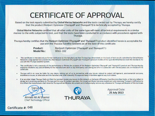 thuraya certificate of approval